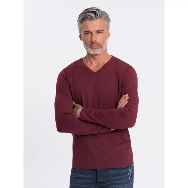  Moška T -majica z dolgim ​​rokavom OMBRE OM-LSBL-0108 MAROON 