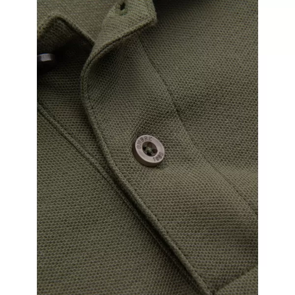  Moška T -majica z ovratnikom OMBRE OM-POBS-0100 TEMNO OLJČNO ZELENO 