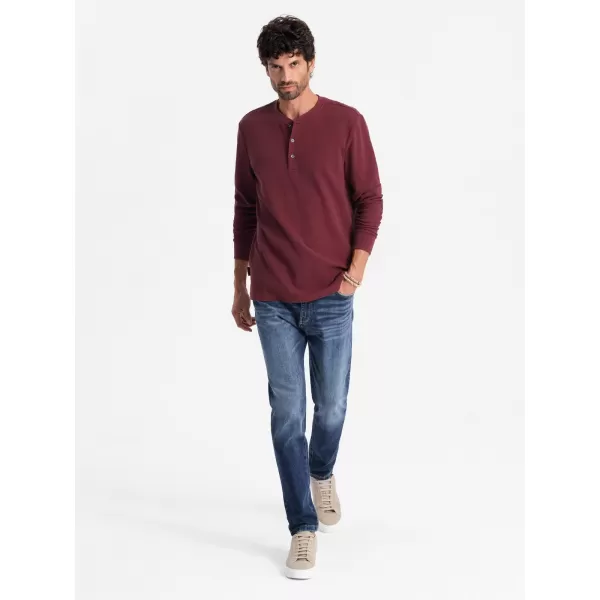  Moška T -majica z dolgim ​​rokavom OMBRE OM-LSCL-0120 MAROON 