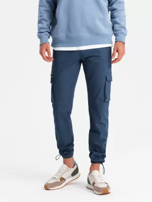 Hlače OMBRE OM-PACG-0196 TEMNO MODRA