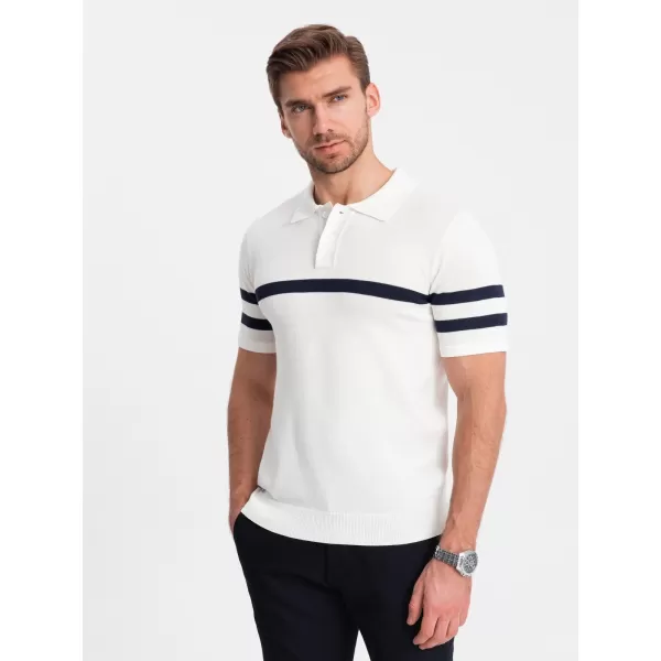  Moška T -majica z ovratnikom OMBRE OM-POSS-0118 BELA 