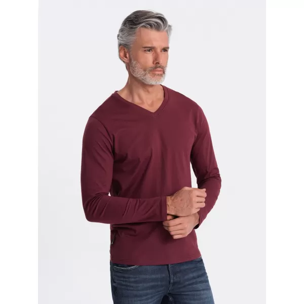  Moška T -majica z dolgim ​​rokavom OMBRE OM-LSBL-0108 MAROON 