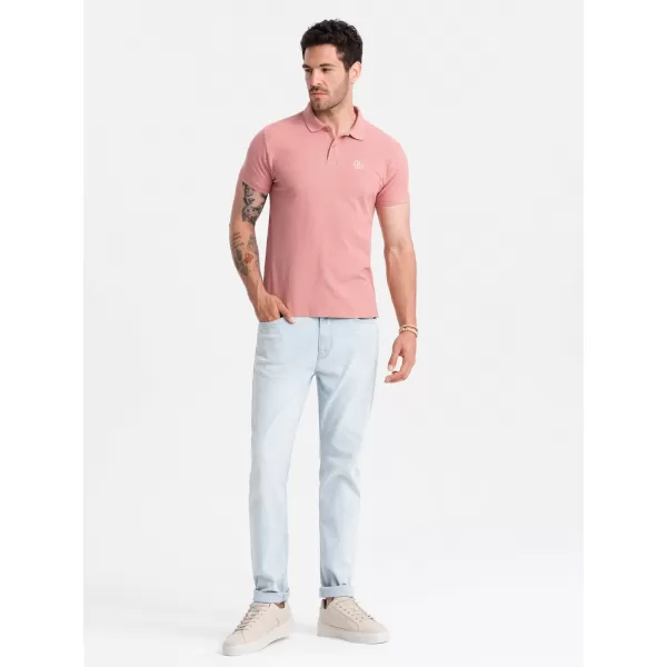  Moška T -majica z ovratnikom OMBRE OM-POBS-0100 TEMNO ROZA 