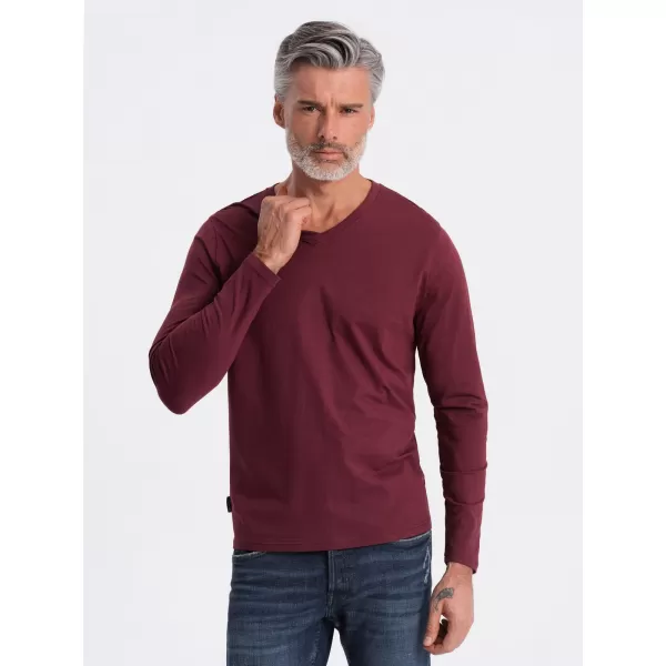  Moška T -majica z dolgim ​​rokavom OMBRE OM-LSBL-0108 MAROON 