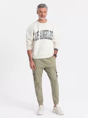 Hlače OMBRE OM-PAJO-0125 KHAKI