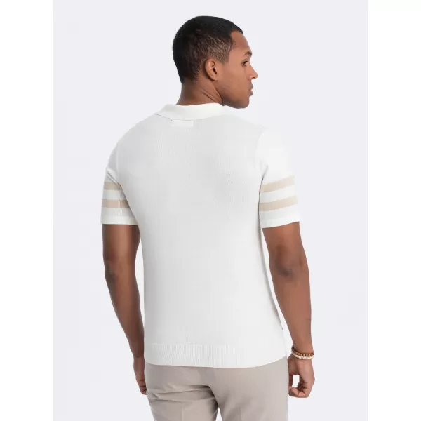  Moška T -majica z ovratnikom OMBRE OM-POSS-0118 SMETANA 