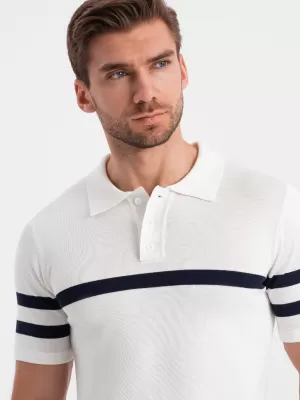 Moška T -majica z ovratnikom OMBRE OM-POSS-0118 BELA