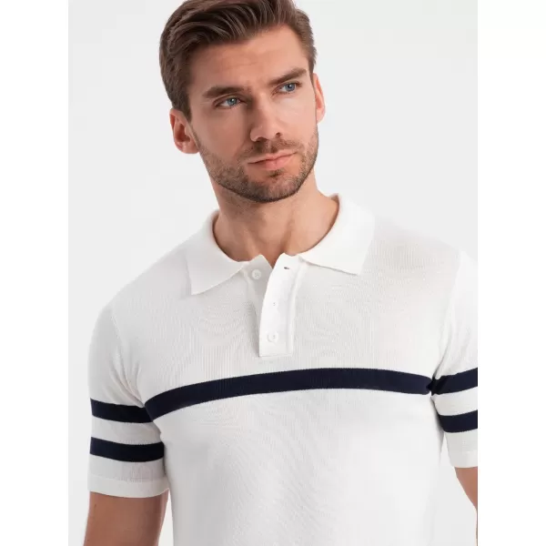  Moška T -majica z ovratnikom OMBRE OM-POSS-0118 BELA 