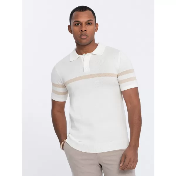  Moška T -majica z ovratnikom OMBRE OM-POSS-0118 SMETANA 