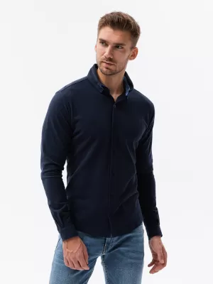 Srajca OMBRE OM-SHCS-0177 MORNARSKO MODRO