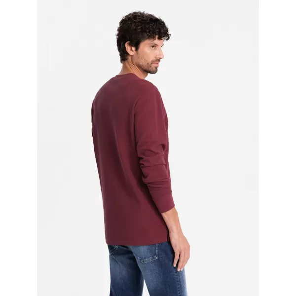  Moška T -majica z dolgim ​​rokavom OMBRE OM-LSCL-0120 MAROON 