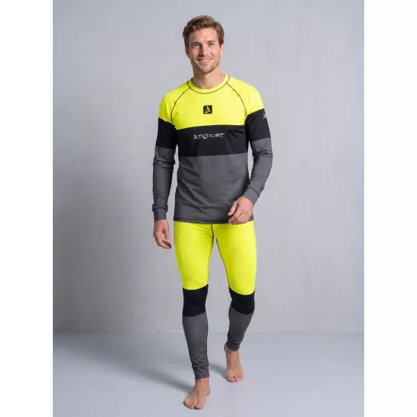  Moške premium funkcionalne termo hlače ALTISPORT VOJ/ALM051TER02 NEON RUMENA/SIVA 