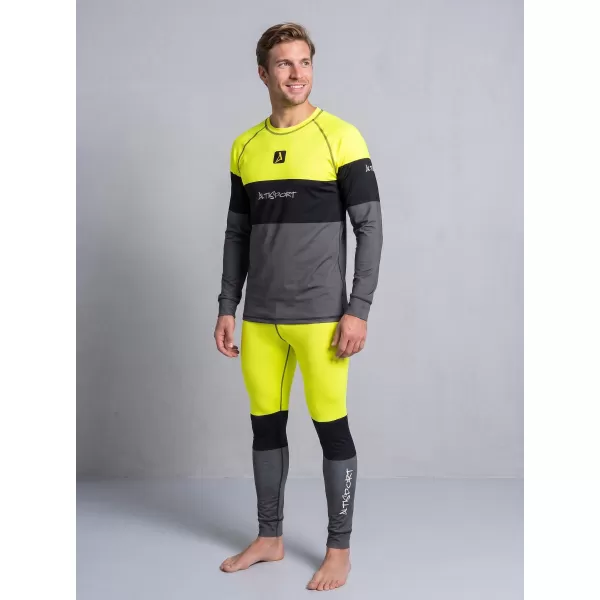  Moške premium funkcionalne termo hlače ALTISPORT VOJ/ALM051TER02 NEON RUMENA/SIVA 