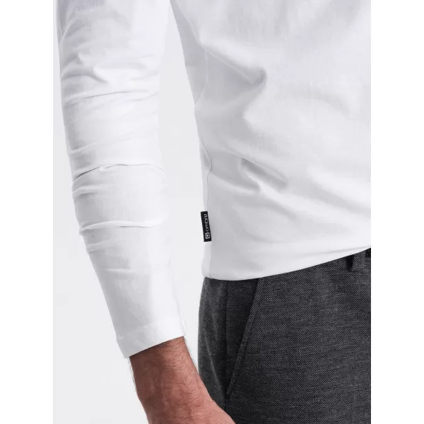  Moška T -majica z dolgim ​​rokavom OMBRE OM-LSBL-0108 BELA 