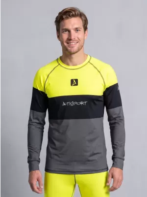 Moška premium termo majica z dolgimi rokavi ALTISPORT VOJ/ALM051TER01 NEON RUMENA/SIVA