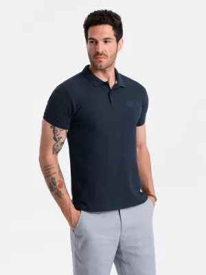 Moška T -majica z ovratnikom OMBRE OM-POBS-0100 MORNARSKO MODRO