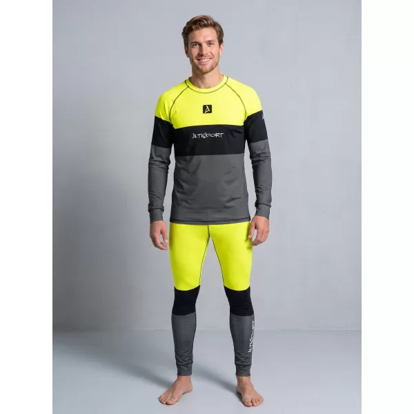 Moške premium funkcionalne termo hlače ALTISPORT VOJ/ALM051TER02 NEON RUMENA/SIVA 