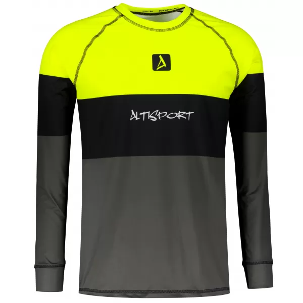 Moška premium termo majica z dolgimi rokavi ALTISPORT VOJ/ALM051TER01 NEON RUMENA/SIVA 