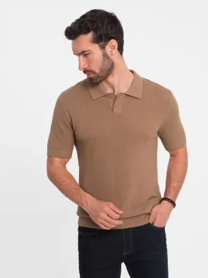 Moška T -majica z ovratnikom OMBRE OM-POSS-0117 SVETLO RJAVA