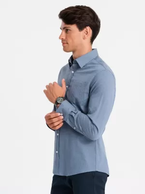 Srajca OMBRE OM-SHCS-0174 MODRO