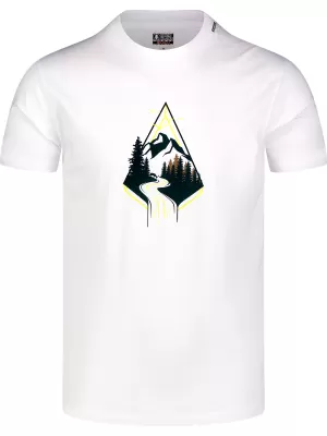 Moška bombažna majica s kratkimi rokavi NORDBLANC ARROWHEAD NBFMT8140 BELA