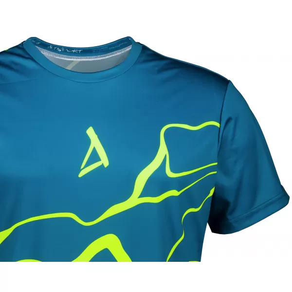 Moška premium funkcionalna majica s kratkimi rokavi ALTISPORT VOJ/ALM073TR01 MORNARSKO-FLUO RUMENA 