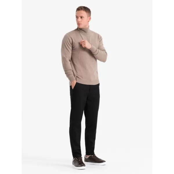  Moški pulover OMBRE OM-SWTN-0127 TEMNO BEŽ 