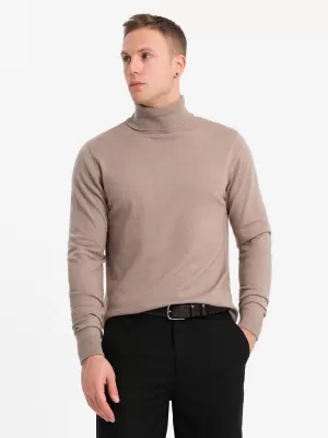 Moški pulover OMBRE OM-SWTN-0127 TEMNO BEŽ