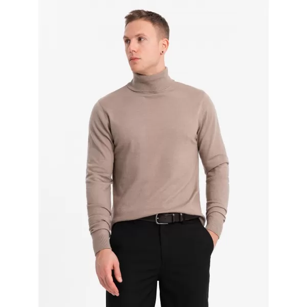  Moški pulover OMBRE OM-SWTN-0127 TEMNO BEŽ 