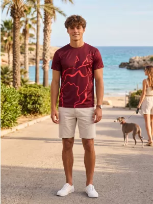 Moška premium funkcionalna majica s kratkimi rokavi ALTISPORT VOJ/ALM073TR01 VINSKO RDEČE