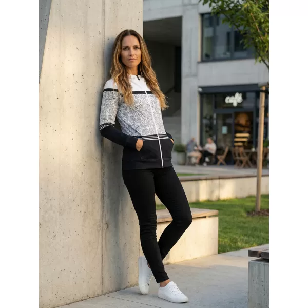  Ženski premium pulover z zadrgo ALTISPORT VOJ/ALW023MI02 ČRNO-BELO 