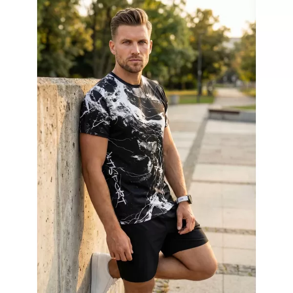  Moška premium funkcionalna majica s kratkimi rokavi ALTISPORT VOJ/ALM071TR01 ČRNO-BELO 