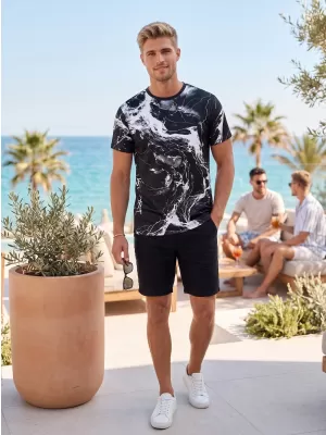 Moška premium funkcionalna majica s kratkimi rokavi ALTISPORT VOJ/ALM071TR01 ČRNO-BELO