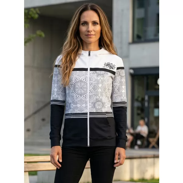  Ženski premium pulover z zadrgo ALTISPORT VOJ/ALW023MI02 ČRNO-BELO 