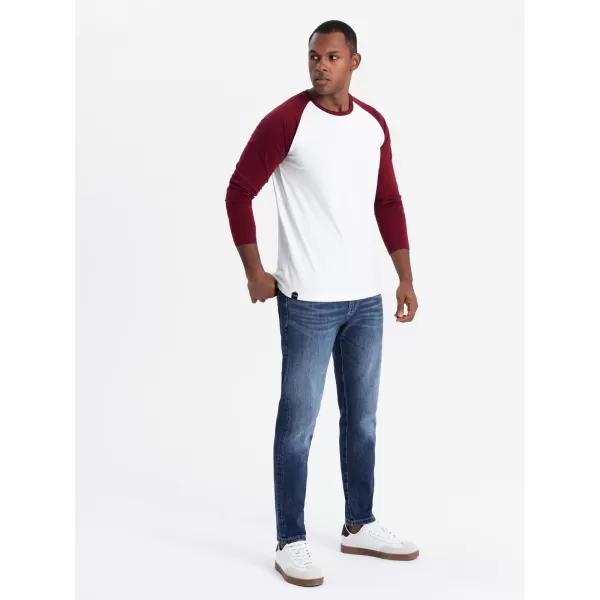  Srajca OMBRE OM-LSCL-0105 BELA IN MAROON 