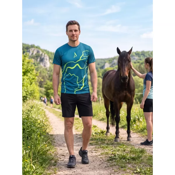  Moška premium funkcionalna majica s kratkimi rokavi ALTISPORT VOJ/ALM073TR01 MORNARSKO-FLUO RUMENA 