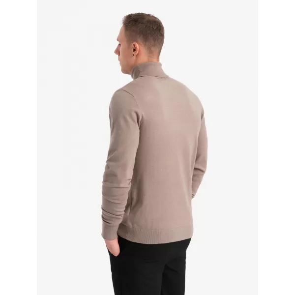 Moški pulover OMBRE OM-SWTN-0127 TEMNO BEŽ 