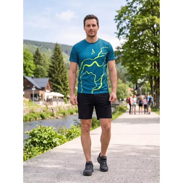  Moška premium funkcionalna majica s kratkimi rokavi ALTISPORT VOJ/ALM073TR01 MORNARSKO-FLUO RUMENA 
