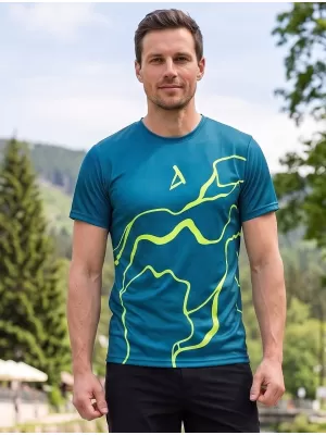 Moška premium funkcionalna majica s kratkimi rokavi ALTISPORT VOJ/ALM073TR01 MORNARSKO-FLUO RUMENA