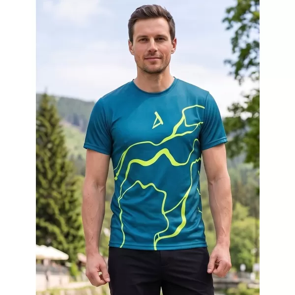  Moška premium funkcionalna majica s kratkimi rokavi ALTISPORT VOJ/ALM073TR01 MORNARSKO-FLUO RUMENA 