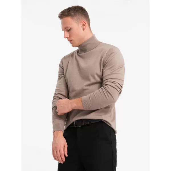  Moški pulover OMBRE OM-SWTN-0127 TEMNO BEŽ 