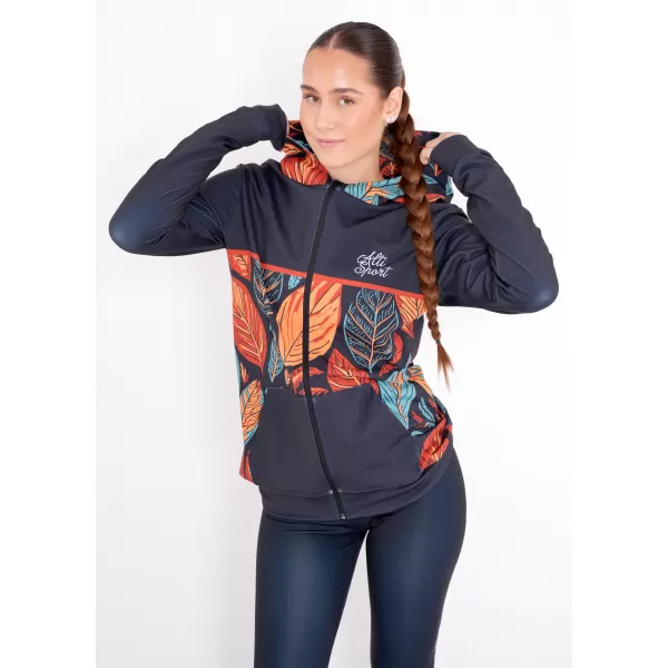  Ženski premium pulover z zadrgo ALTISPORT VOJ/ALW061MI02 ORANŽNA/MODRA 