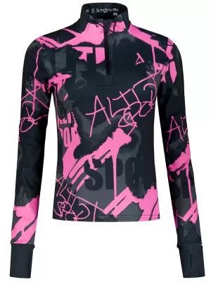 Ženski premium plus športni pulover ALTISPORT VOJ/ALW076MI04 ČRNA/FLUO ROZA