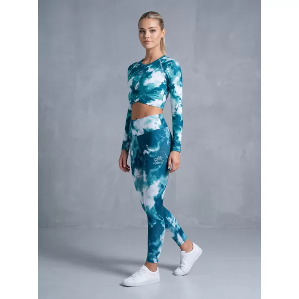  Ženske dolge premium pajkice ALTISPORT VOJ/ALW066LEG01 ZELENKASTO MODRA 