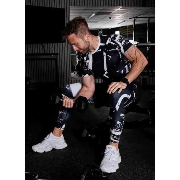  Moške dolge vrhunske športne pajkice ALTISPORT VOJ/ALM079LEG01 ČRNO-BELO 