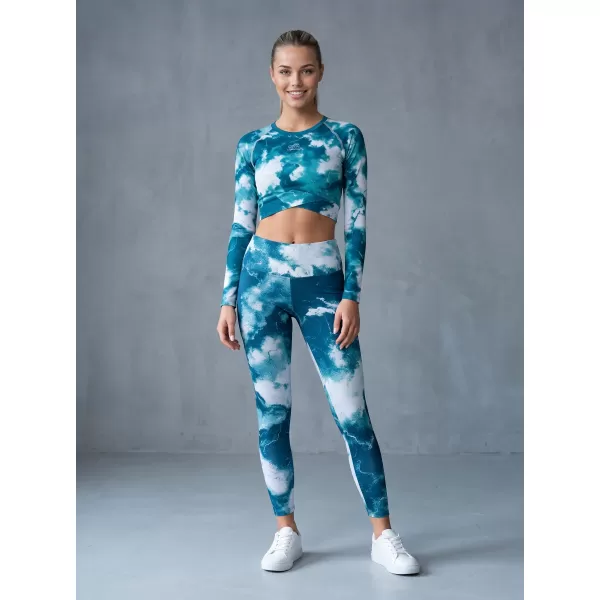  Ženske dolge premium pajkice ALTISPORT VOJ/ALW066LEG01 ZELENKASTO MODRA 