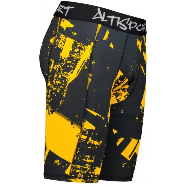  Moške športne pajkice nad koleni premium ALTISPORT VOJ/ALM079LEG02 ČRNA IN RUMENA 