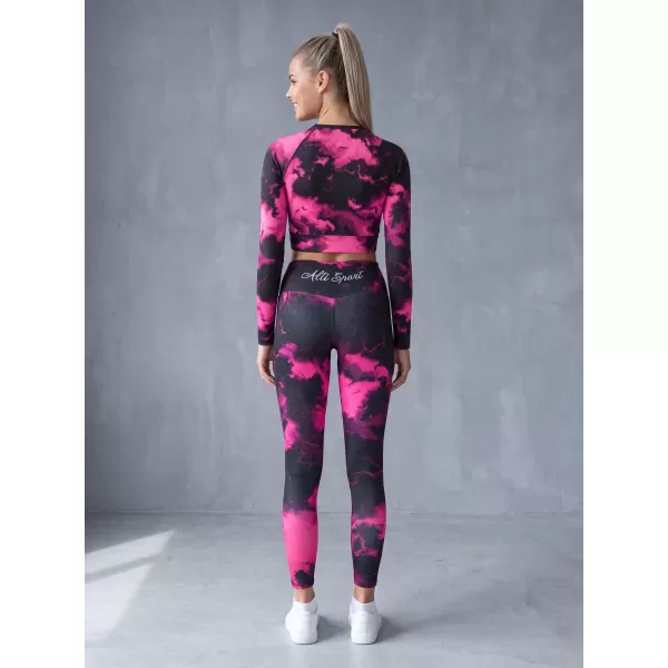  Ženske dolge premium pajkice ALTISPORT VOJ/ALW066LEG01 ČRNO ROZA 