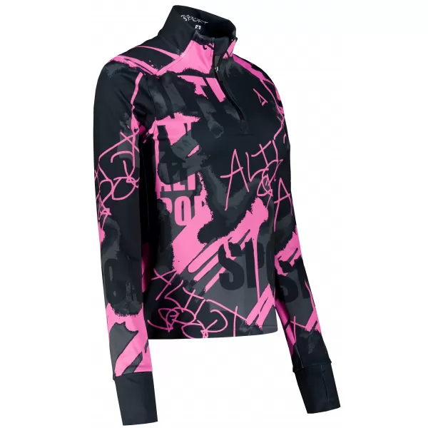  Ženski premium plus športni pulover ALTISPORT VOJ/ALW076MI04 ČRNA/FLUO ROZA 