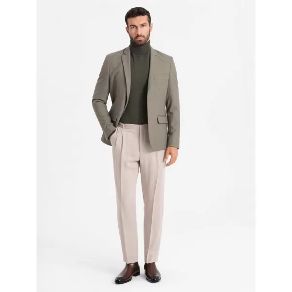  Pánské sako OMBRE OM-BLZB-0135 OLIVE 